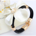 Trendy big flower ladies leather fashion bracelet